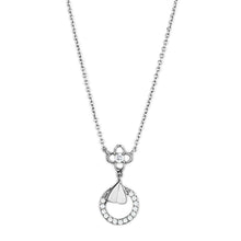 Load image into Gallery viewer, 3W419 - Rhodium Brass Necklace with AAA Grade CZ  in Clear