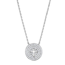 Load image into Gallery viewer, 3W434 - Rhodium Brass Necklace with AAA Grade CZ  in Clear
