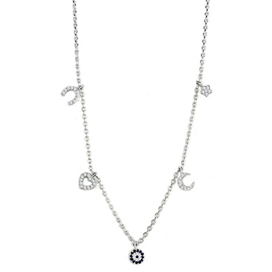 3W439 - Rhodium Brass Necklace with AAA Grade CZ  in Montana