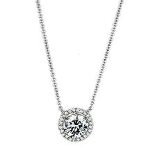 Load image into Gallery viewer, 3W450 - Rhodium Brass Necklace with AAA Grade CZ  in Clear