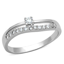 Load image into Gallery viewer, 3W505 - Rhodium Brass Ring with AAA Grade CZ  in Clear