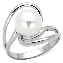 Load image into Gallery viewer, 3W512 - Rhodium Brass Ring with Synthetic Pearl in White