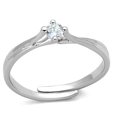 3W520 - Rhodium Brass Ring with AAA Grade CZ  in Clear