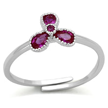 Load image into Gallery viewer, 3W521 - Rhodium Brass Ring with Synthetic Corundum in Ruby