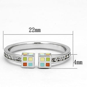 3W525 - Rhodium Brass Ring with AAA Grade CZ  in Clear