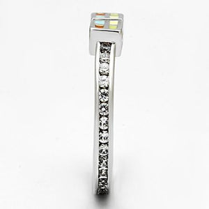 3W525 - Rhodium Brass Ring with AAA Grade CZ  in Clear
