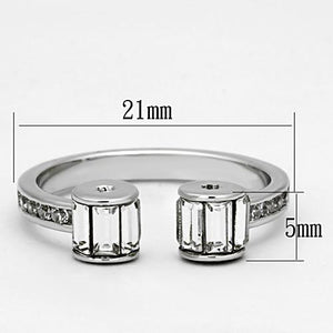 3W526 - Rhodium Brass Ring with Top Grade Crystal  in Clear