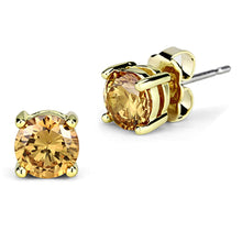 Load image into Gallery viewer, 3W547 - Gold Brass Earrings with AAA Grade CZ  in Champagne