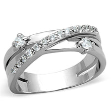 Load image into Gallery viewer, 3W565 - Rhodium Brass Ring with AAA Grade CZ  in Clear