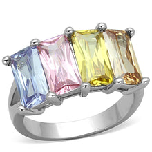 Load image into Gallery viewer, Dana Cocktail Ring - Rhodium Brass, AAA CZ , Multi Color - 3W583