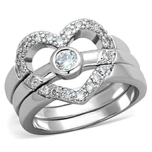 Load image into Gallery viewer, 3W591 - Rhodium Brass Ring with AAA Grade CZ  in Clear