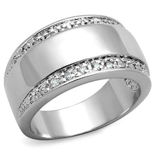 Load image into Gallery viewer, 3W601 - Rhodium Brass Ring with AAA Grade CZ  in Clear