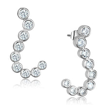 Load image into Gallery viewer, 3W624 - Rhodium Brass Earrings with AAA Grade CZ  in Clear