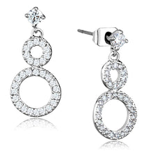 Load image into Gallery viewer, 3W639 - Rhodium Brass Earrings with AAA Grade CZ  in Clear