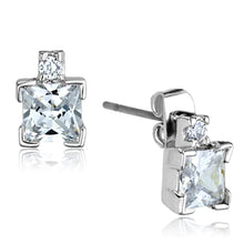 Load image into Gallery viewer, 3W654 - Rhodium Brass Earrings with AAA Grade CZ  in Clear