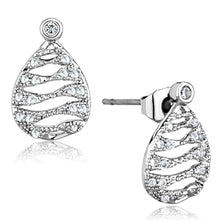 Load image into Gallery viewer, 3W664 - Rhodium Brass Earrings with AAA Grade CZ  in Clear