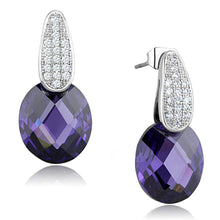 Load image into Gallery viewer, 3W667 - Rhodium Brass Earrings with AAA Grade CZ  in Amethyst