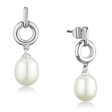 Load image into Gallery viewer, 3W684 - Rhodium Brass Earrings with Synthetic Pearl in White