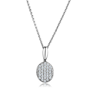 3W716 - Rhodium Brass Chain Pendant with AAA Grade CZ  in Clear