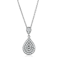 Load image into Gallery viewer, 3W720 - Rhodium Brass Necklace with AAA Grade CZ  in Clear