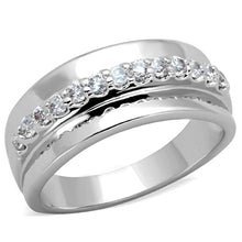 Load image into Gallery viewer, 3W748 - Rhodium Brass Ring with AAA Grade CZ  in Clear