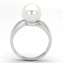 Load image into Gallery viewer, 3W761 - Rhodium Brass Ring with Synthetic Pearl in White