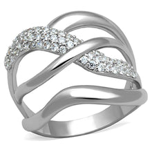 Load image into Gallery viewer, 3W766 - Rhodium Brass Ring with AAA Grade CZ  in Clear