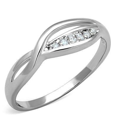 3W768 - Rhodium Brass Ring with AAA Grade CZ  in Clear