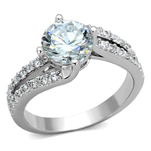 Load image into Gallery viewer, 3W770 - Rhodium Brass Ring with AAA Grade CZ  in Clear