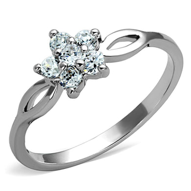 3W775 - Rhodium Brass Ring with AAA Grade CZ  in Clear