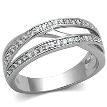 Load image into Gallery viewer, 3W782 - Rhodium Brass Ring with AAA Grade CZ  in Clear