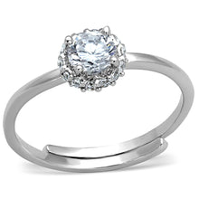 Load image into Gallery viewer, 3W795 - Rhodium Brass Ring with AAA Grade CZ  in Clear