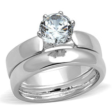 Load image into Gallery viewer, 3W805 - Rhodium Brass Ring with AAA Grade CZ  in Clear