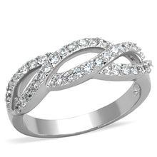 Load image into Gallery viewer, 3W809 - Rhodium Brass Ring with AAA Grade CZ  in Clear