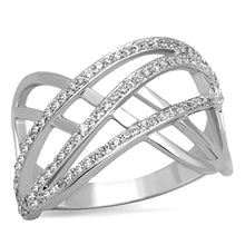 Load image into Gallery viewer, 3W823 - Rhodium Brass Ring with AAA Grade CZ  in Clear