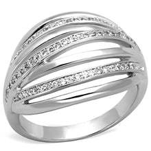 Load image into Gallery viewer, 3W828 - Rhodium Brass Ring with AAA Grade CZ  in Clear