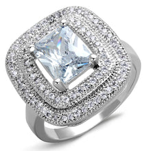 Load image into Gallery viewer, 3W839 - Rhodium Brass Ring with AAA Grade CZ  in Clear