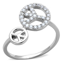 Load image into Gallery viewer, 3W853 - Rhodium Brass Ring with AAA Grade CZ  in Clear