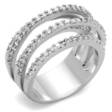 Load image into Gallery viewer, 3W871 - Rhodium Brass Ring with AAA Grade CZ  in Clear