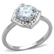 Load image into Gallery viewer, 3W877 - Rhodium Brass Ring with AAA Grade CZ  in Clear