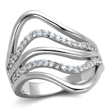 Load image into Gallery viewer, 3W878 - Rhodium Brass Ring with AAA Grade CZ  in Clear