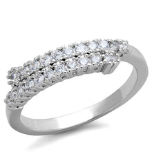 Load image into Gallery viewer, 3W879 - Rhodium Brass Ring with AAA Grade CZ  in Clear