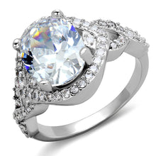 Load image into Gallery viewer, 3W880 - Rhodium Brass Ring with AAA Grade CZ  in Clear