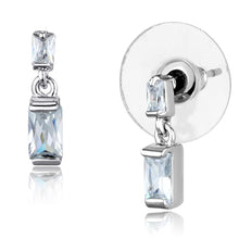 Load image into Gallery viewer, 3W887 - Rhodium Brass Earrings with AAA Grade CZ  in Clear