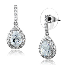 Load image into Gallery viewer, 3W903 - Rhodium Brass Earrings with AAA Grade CZ  in Clear