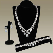 Load image into Gallery viewer, 3W925 - Rhodium Brass Jewelry Sets with AAA Grade CZ  in Clear