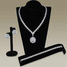Load image into Gallery viewer, 3W927 - Rhodium Brass Jewelry Sets with AAA Grade CZ  in Clear