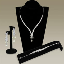 Load image into Gallery viewer, 3W939 - Rhodium Brass Jewelry Sets with AAA Grade CZ  in Clear
