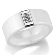 Load image into Gallery viewer, 3W952 - High polished (no plating) Stainless Steel Ring with Ceramic  in White