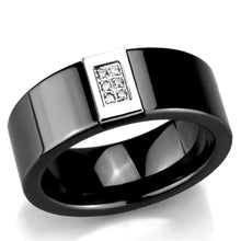 Load image into Gallery viewer, 3W953 - High polished (no plating) Stainless Steel Ring with Ceramic  in Jet